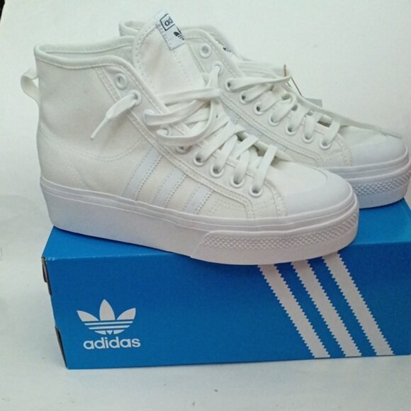 Adidas Women's White Platform Nizza Mid High-Top Sneakers US Size 9 - Picture 4 of 13
